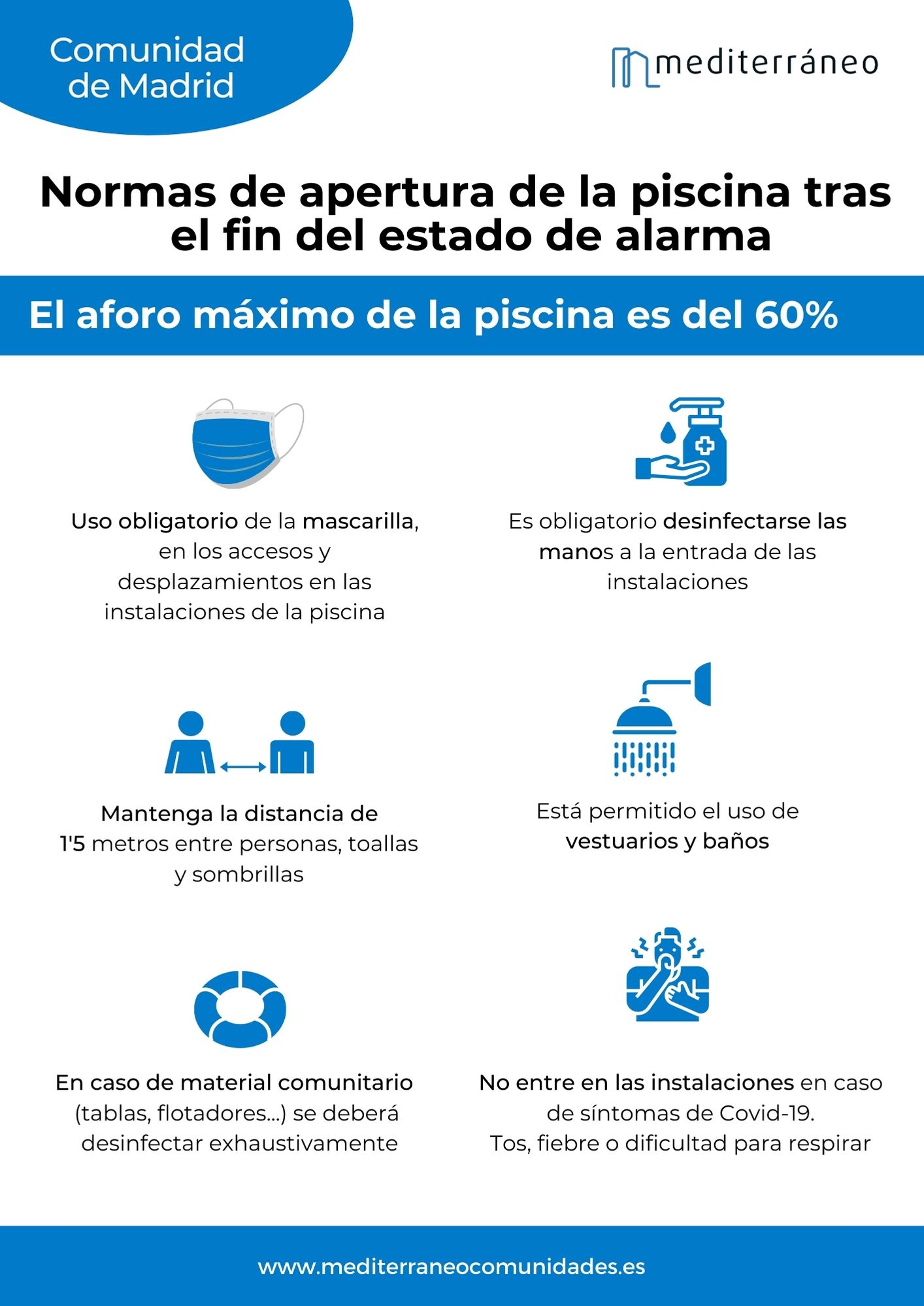 Normas piscinas 2021 en Madrid