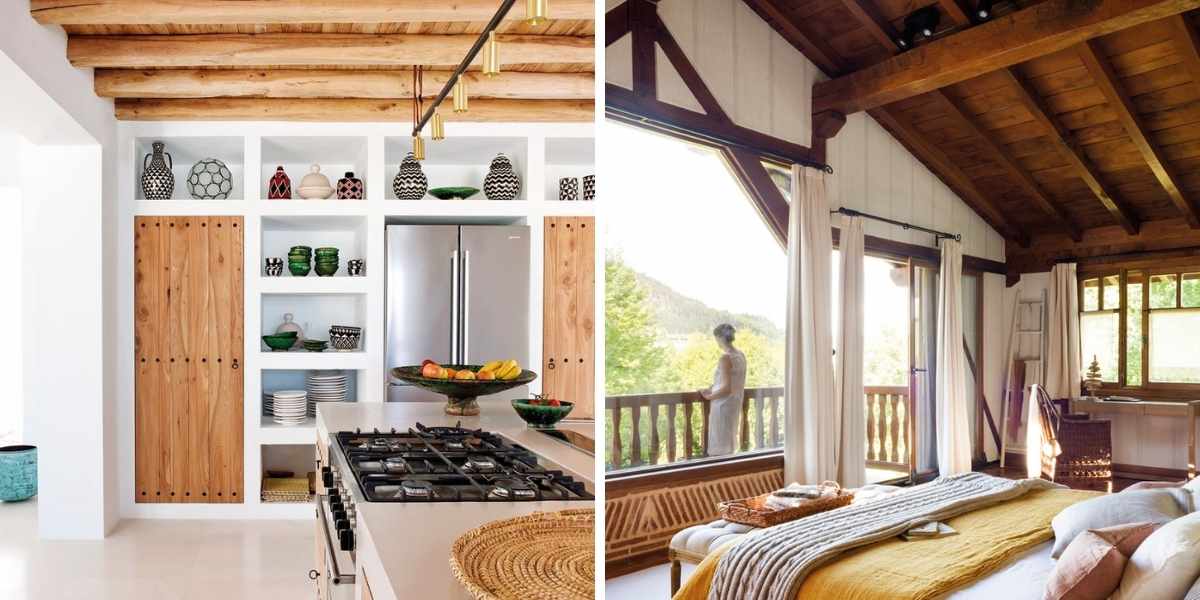 vigas de madera para decoración casa de pueblo